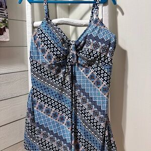 Swimsuits For All Blue Geometric One Piece